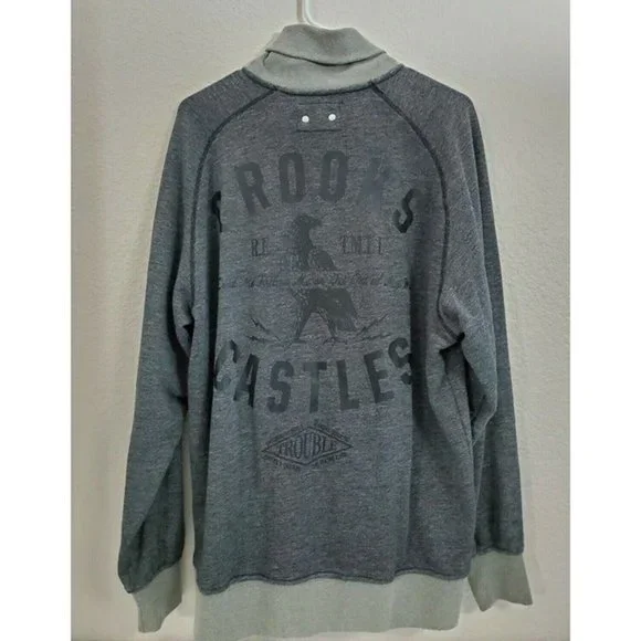 Crooks & Castles T.R.E. TMLL Trouble Varsity Baseball Jacket Grey Sz Mens Medium - Picture 6 of 8